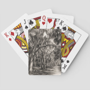 Oude Florida Oak Hammock Grafiet Schets   Rockledg Pokerkaarten