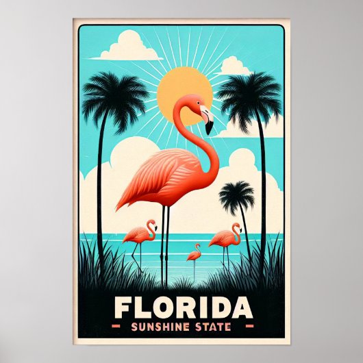 Oude Floridaanse Flamingo Reisposter Poster (Voorkant)
