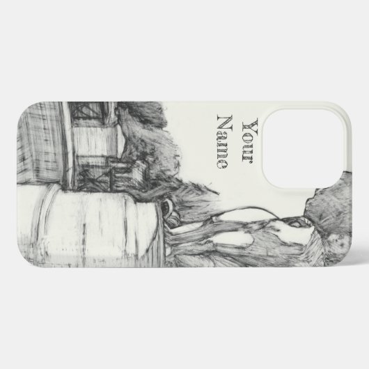 Oude fontein in het park met beeldhouwjongen iPhone hoesje (Achterkant horizontaal)