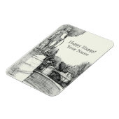 Oude fontein in het park met beeldhouwjongen magneet (Linkerzijde)