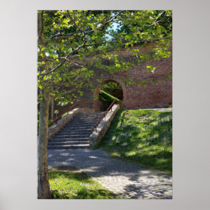 oude fortsermuur poster