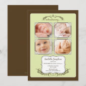 Oude foto quad 5x7" limoen geboorteaankondiging aankondiging (Voorkant / Achterkant)