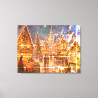 Oude foto van ouderwetse kerstdagen van vroeger canvas afdruk