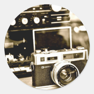 Oude fotocamera ronde sticker
