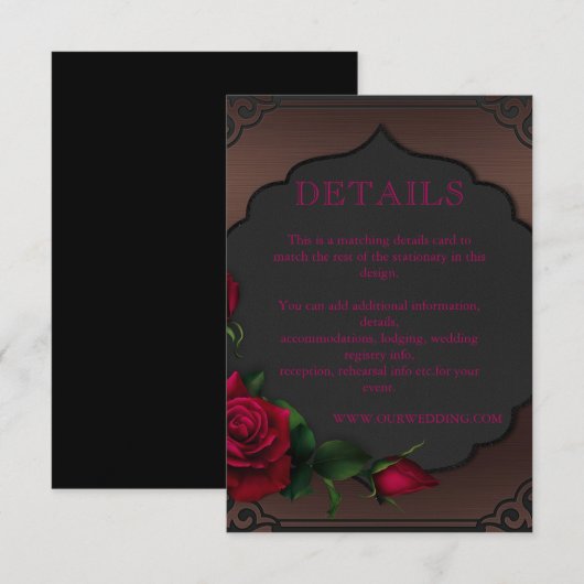 Oude Frame Gotische Rode Rozen Details Informatiekaartje (Voorkant / Achterkant)