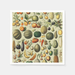 Oude Franse botanische fruitposter kunst Servet