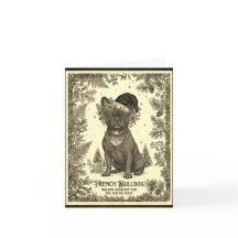 Oude Franse Bulldog Kerstkaart met Bio