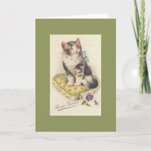 Oude Franse kat Bonne Année Nieuwjaar Kaart
