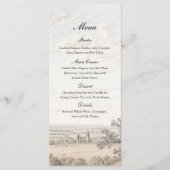 Oude Franse landelijke toile landschap bruiloft Menu (Voorkant)