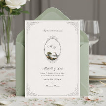 Oude Franse Landschap Monogram Bruiloft 