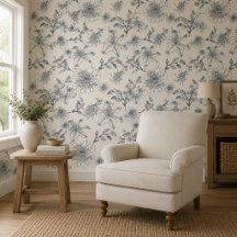 Oude Franse Toile Botanische Vogel Landelijk Lande