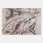 Oude Franse Vogel Botanische Eiffeltoren Parijs  Inpakpapier Vel (Voorkant 2)