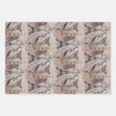 Oude Franse Vogel Botanische Eiffeltoren Parijs  Inpakpapier Vel (Voorkant)