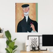 Oude Fransman met wijnglas Poster (Thuiskantoor)