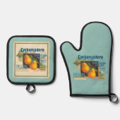 Oude fruitkistlabels peren ovenwant & pannenlap set (Voorkant)