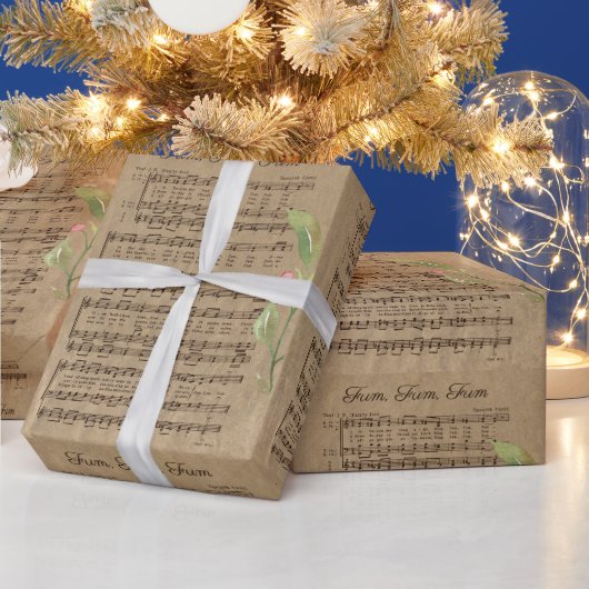 Oude Fum Fum Fum kerstliedtekst afdruk Cadeaupapier (Feestdagen)