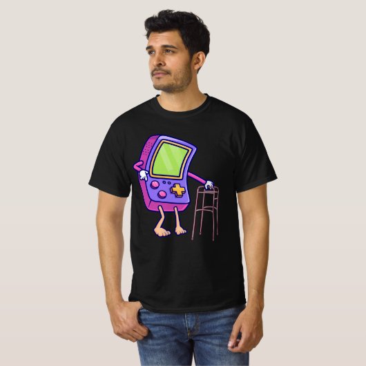 Oude Gamer Retro Mode Videogame Gamepad T-shirt (Voorkant volledig)