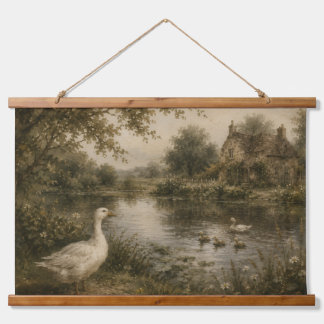 Oude ganzenvijver-cottage wanddecoratie hangend wandkleed