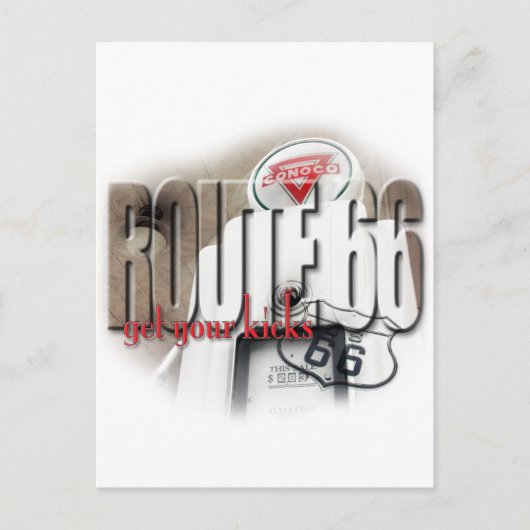 Oude gaspomp - route 66 briefkaart (Voorkant)
