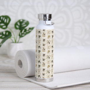 Oude gedroogde geperste wilde bloemen kruidengenee waterfles