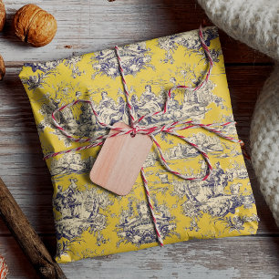 Oude Geel Bloemendesign Toile de Jouy aan het Meer Cadeaupapier