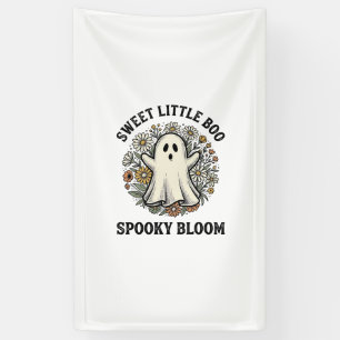 Oude Geest Bloemige Schattige Halloween Boe Boeket Spandoek