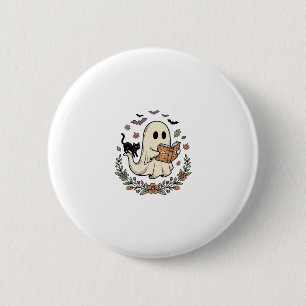 Oude Geest Kat Halloween Bloem Vector Ontwerp_1 Ronde Button 5,7 Cm