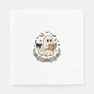 Oude Geest Kat Halloween Bloem Vector Ontwerp_1 Servet
