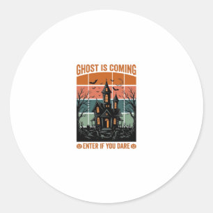 Oude Geest Komt Geest Huis Halloween Decoratie Ronde Sticker