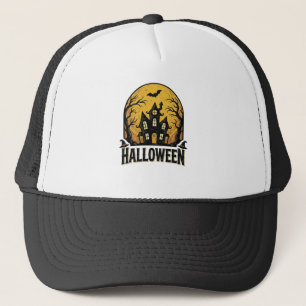 Oude Geestenhuis Halloween T-shirt Ontwerp_1 Trucker Pet