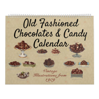 Oude gefaseerde chocolade en illustraties van Snoe Kalender