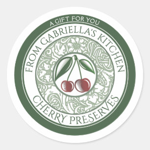 Oude gefashioned Cherry jam Stylized Fruit and Flo Ronde Sticker