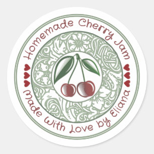Oude gefashioned Cherry jam Stylized Fruit and Flo Ronde Sticker