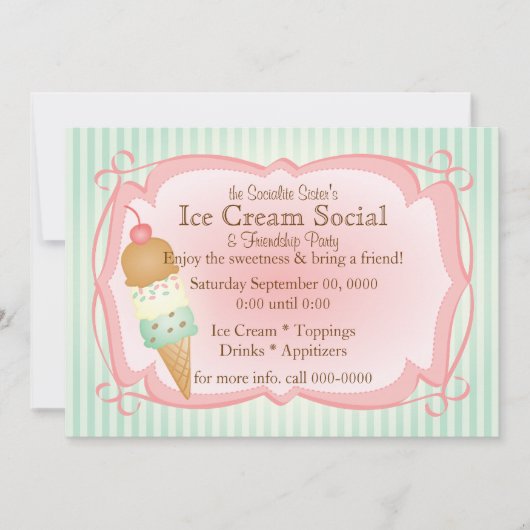 Oude gefashioned Ice Cream Social! Kaart (Voorkant)