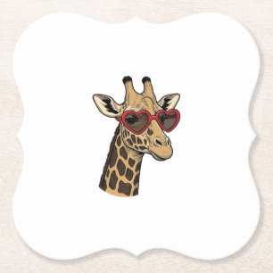 Oude Gegraveerde Giraffe Hart Zonnebril Design_1 Kartonnen Onderzetters