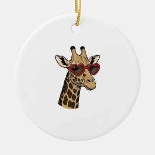 Oude Gegraveerde Giraffe Hart Zonnebril Design_1 Keramisch Ornament