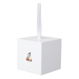 Oude Gegraveerde Halloween Bulldog Pompoen Ontwerp Kubus Ornament
