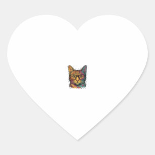 Oude Gegraveerde Kat Met Bril Vectorontwerp_1 Hart Sticker