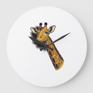 Oude Gegraveerde Mopshals Giraffe Shirt Ontwerp_1 Grote Klok