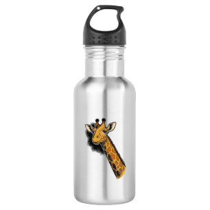 Oude Gegraveerde Mopshals Giraffe Shirt Ontwerp_1 Waterfles
