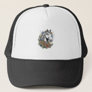 Oude gegraveerde paard bloem vector shirt ontwerp_ trucker pet