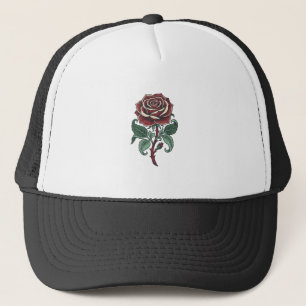 Oude Gegraveerde Roos Bloemig Shirt Ontwerp_1 Trucker Pet