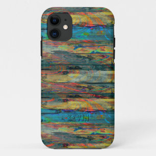 Oude gekleurde houten planken iPhone 11 hoesje