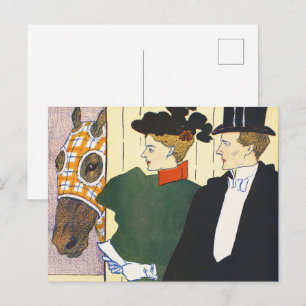 Oude Geld Esthetiek Vintage Paardenrace Print Briefkaart