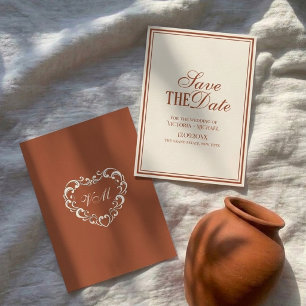 Oude Geld Fijne Terracotta Ivoren Luxe Trouwdag Save The Date