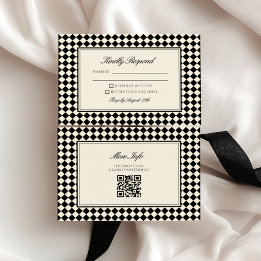 Oude Geld Retro Diamant Geruite Trouwdag RSVP Kaartje
