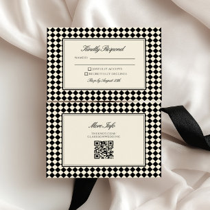 Oude Geld Retro Diamant Geruite Trouwdag RSVP Kaartje