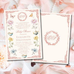 Oude Geld Roze Regency Theepartij Meisje Baby Show Kaart