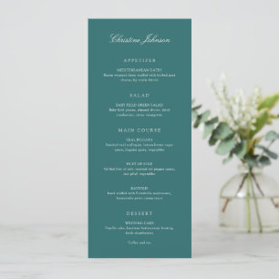 Oude Geld Teal Klassieke Gast Naam Bruiloft Menu