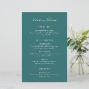 Oude Geld Teal Klassieke Gast Naam Trouw Menu